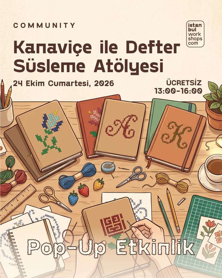 Kanaviçe ile Defter Kapağı Süsleme Atölyesi